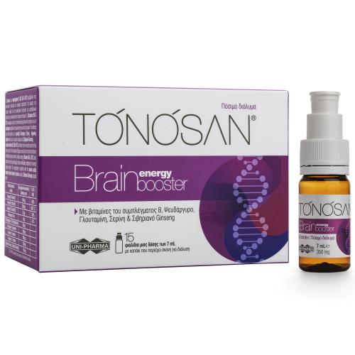 Tonosan Brain Energy Booster Συμπλήρωμα Διατροφής σε Πόσιμο Διάλυμα για την Ενίσχυση της Πνευματικής Απόδοσης & της Μνήμης, Γεύση Βατόμουρο 15x7ml